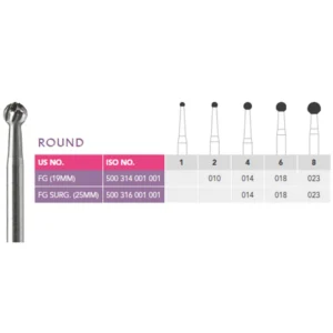 Prima Dental Round Surgical Carbide Bur FG 25 Mm (Pack of 10)