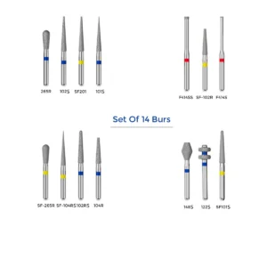 Crown Preparation Short Shank Diamond Bur Kit pack of 14